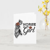 ホースガールかわいい馬の乗馬エストリアンアートスウェーブ カード (黄色い花)