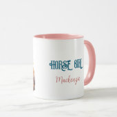 ホースガール女性のカーボーイ馬好き砂漠の夕日 マグカップ (正面右)