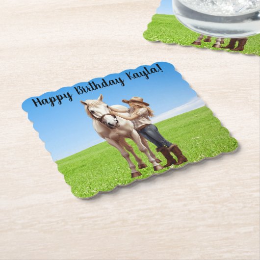 ホースガール誕生祝い特別メッセージ ペーパーコースター (アングル)