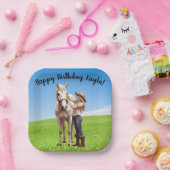 ホースガール誕生祝い特別メッセージ ペーパープレート (パーティー)