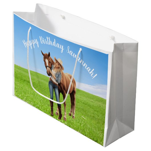 ホースガール誕生祝い特別メッセージ ラージペーパーバッグ (正面アングル)