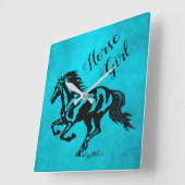 ホースガール、馬の正方形の壁時計 スクエア壁時計 (傾斜)