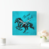 ホースガール、馬の正方形の壁時計 スクエア壁時計 (ホーム)