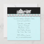 ホースキャリッジティール（緑がかった色）ブループリンセスバースデーパーティー 招待状 (裏面)