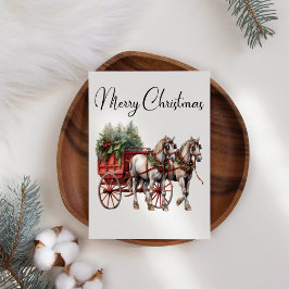 ホースキャリッジフローラホリデークリスマスカード