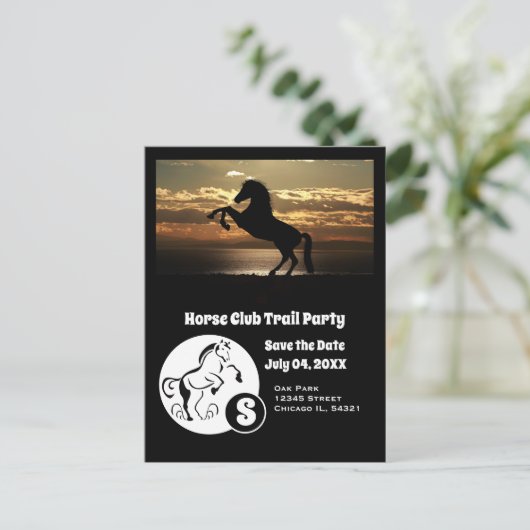 ホースクラブトレイルパーティーモノグラム写真 インビテーションポストカード (スタンド正面)