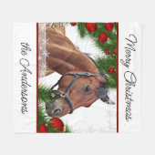 ホースクリスマスエクエストリアンかわいいポニーウマ科のホース フリースブランケット (正面(横))