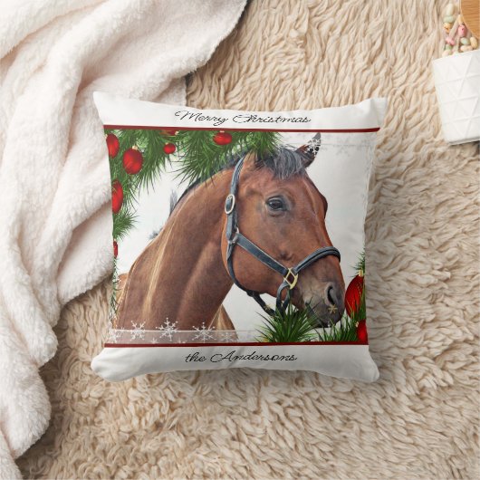 ホースクリスマスエクスウマ科のテリアかわいいポニーホース クッション (ブランケット)