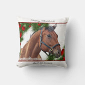 ホースクリスマスエクスウマ科のテリアかわいいポニーホース クッション (正面)