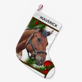 ホースクリスマスエクスウマ科のテリアかわいいポニーホース スモールクリスマスストッキング (正面 (吊り時))