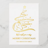 ホースクリスマスツリー実在金ゴールドフォイルホリデーカード 箔シーズンカード (正面)