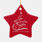 ホースクリスマスツリー赤と白馬術師 セラミックオーナメント (正面)