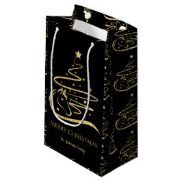 ホースクリスマスツリー金ゴールドグリッター馬術団 スモールペーパーバッグ