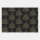 ホースクリスマスツリー金ゴールドグリッター馬術団 ラッピングペーパーシート (正面2)