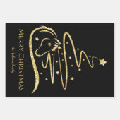 ホースクリスマスツリー金ゴールドグリッター馬術団 ラッピングペーパーシート (正面)