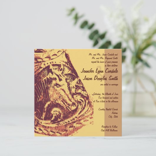 ホースサドルスターラップカウボーイ結婚式招待状 招待状 (スタンド正面)