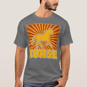 ホースサンセットレトロヴィンテージ70s農業動物 tシャツ