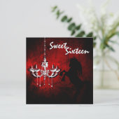 ホースシャンデリアSweet sixteenハッピーバースデーカード 招待状 (スタンド正面)