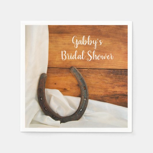 ホースシューアンドサテンカントリーウェスタンブライダルシャワー スタンダードカクテルナプキン (正面)