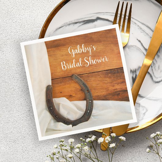 ホースシューアンドサテンカントリーウェスタンブライダルシャワー スタンダードカクテルナプキン