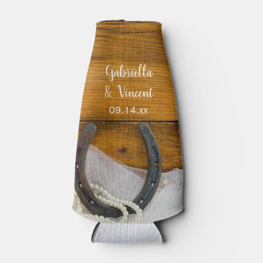 ホースシューアンドパールズカントリーウェスタン結婚式の引き出物 ボトルクーラー (正面)