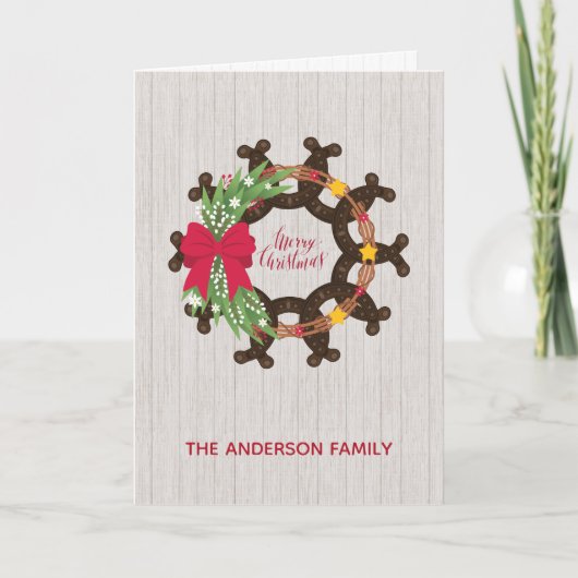 ホースシュークリスマスリースホリデーカード シーズンカード (正面)