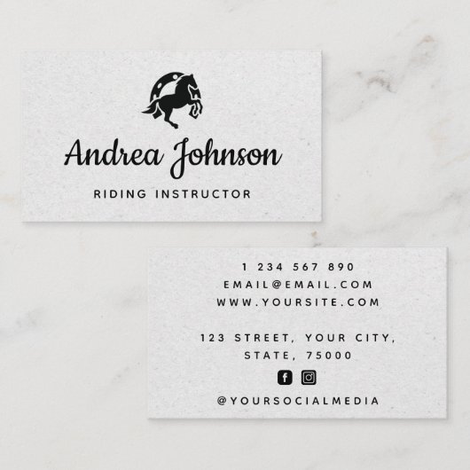 ホースシューグレークラフト紙乗馬インストラクター 名刺 (正面/裏面)