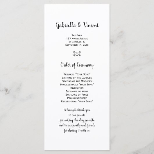 ホースシューサテンカントリーウェスタン結婚式 プログラム (裏面)