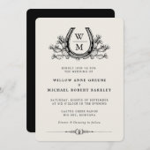 ホースシューサボサボスウェスタンカントリー結婚ボホズ 招待状 (正面/裏面)