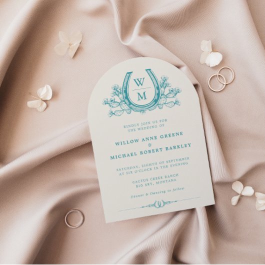 ホースシューサボテン西カントリー結婚アーチの請求書 招待状