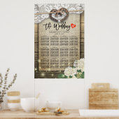 ホースシューズあじさいウッド結婚のシーティングチャート ポスター (キッチン)