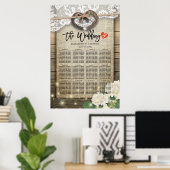 ホースシューズあじさいウッド結婚のシーティングチャート ポスター (ホームオフィス)