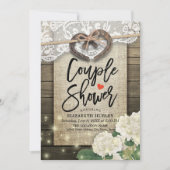 ホースシューズあじさいカップルのシャワーウェディングシャワー 招待状 (正面)