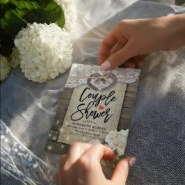 ホースシューズあじさいカップルのシャワーウェディングシャワー 招待状