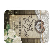 ホースシューズあじさい国の結婚式の日付を保存 マグネット (横)