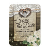 ホースシューズあじさい国の結婚式の日付を保存 マグネット (縦)