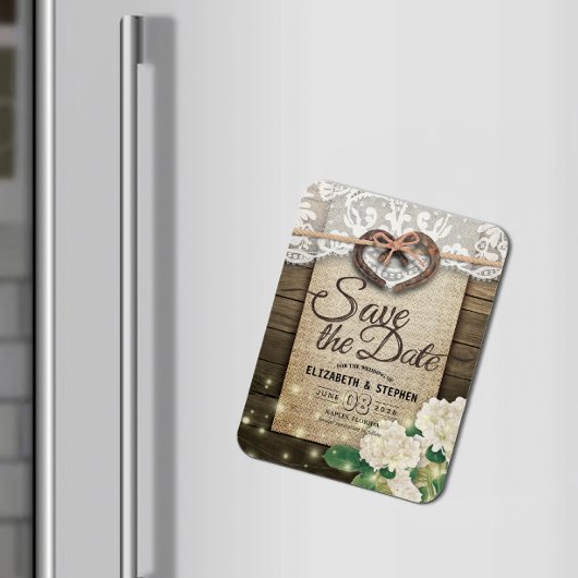 ホースシューズあじさい国の結婚式の日付を保存 マグネット