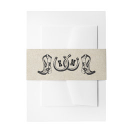 ホースシューズとカウボーイブーツの国の結婚式 招待状ベリーバンド