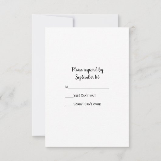 ホースシューズとサテンカントリー納屋ウェディングRSVP 出欠カード (裏面)