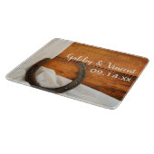 ホースシューズとサテンカントリー結婚ズ カッティングボード (角)