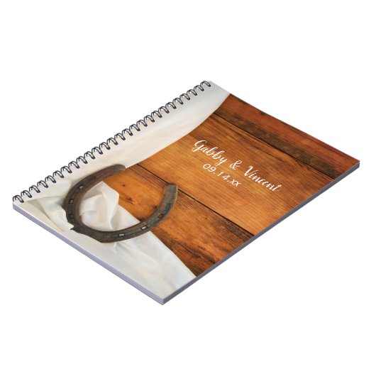 ホースシューズとサテンカントリー結婚ズ ノートブック (左側)