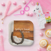 ホースシューズとサテンカントリー結婚ズ ペーパープレート (パーティー)