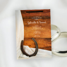 ホースシューズとサテンカントリー結婚ポストブランチ 招待状