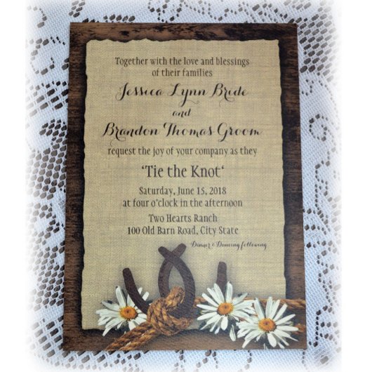 ホースシューズとデイジーズ素朴ラップ 招待状