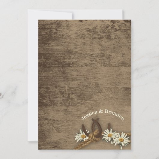 ホースシューズとデイジーズ素朴ラップ 招待状 (裏面)