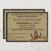 ホースシューズとロープBBQウェディングレセプション 招待状 (正面/裏面)