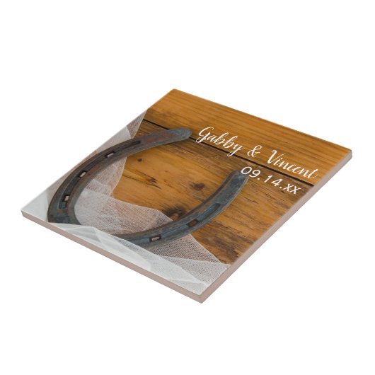 ホースシューズとヴェイルカントリーウェスタン結婚ズ タイル (側面)