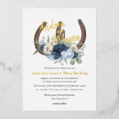 ホースシューズと埃っぽいブルーフローラ 箔招待状 (正面)