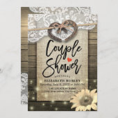 ホースシューズひまわりカップルのシャワーウェディングシャワー 招待状 (正面/裏面)