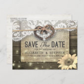 ホースシューズひまわり国の結婚式の日付を保存 ポストカード (正面/裏面)